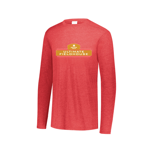 [FTLCUBRD-AXS-LOGO2] Decker Men's Tri-Blend T-Shirt - Long Sleeve (Adult XS, Red, Logo 2)