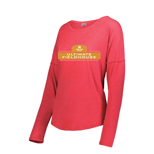 [FTLCUBRD-FAXS-LOGO2] Decker Women's Tri-Blend T-Shirt - Long Sleeve (Female Adult XS, Red, Logo 2)